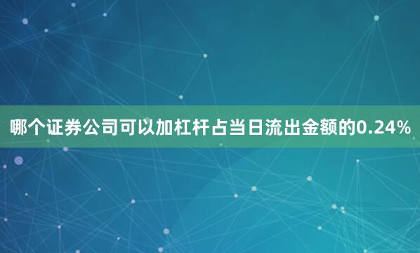哪个证券公司可以加杠杆占当日流出金额的0.24%